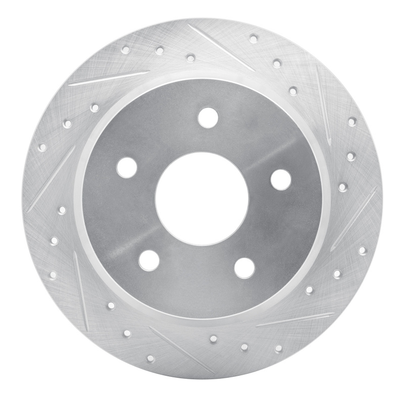 Jeep Grand Cherokee Brake Rotor (1) - Rear Right - R1 Concepts - Drilled & Slotted - Silver - `99-`04